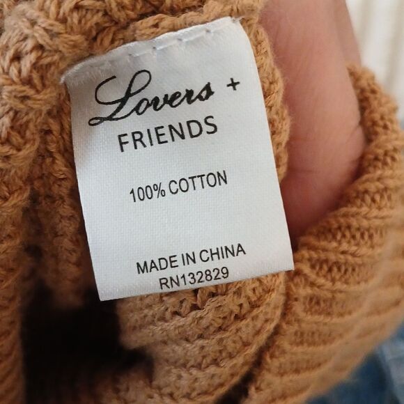 Women's Lovers + Friends Tan Fold Down Sweater Size Small - Picture 8 of 8